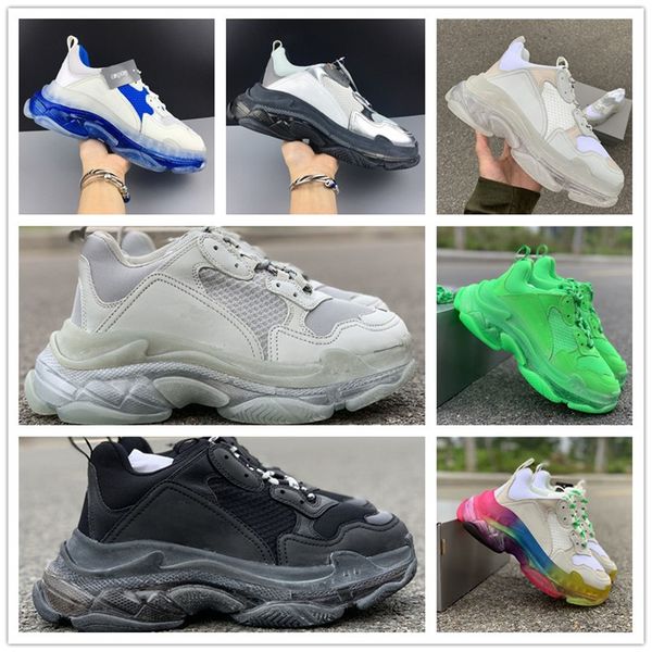 

designer paris triple s 17fw clunky sneaker luxury fashion black white green silver blue rainbow sport casual shoes