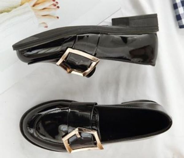 

send 2018 new style low heel round head coarse heel women's shoes, Black