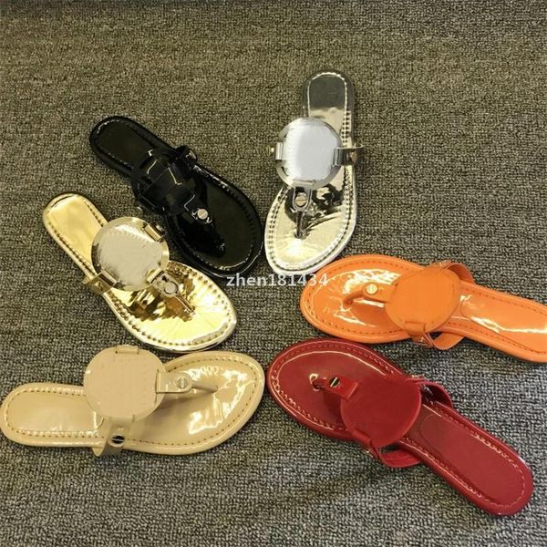 

2020 new women sandal patent leather ox-tendon sole sandale summer beach slippers original girls gifts898, Black;grey