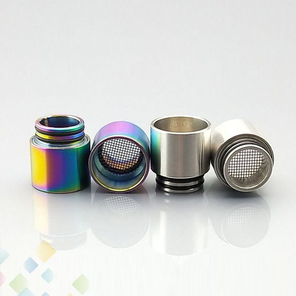

Long Type 810 Anti-fried Oil SS Rainbow Drip Tip with Filter Net Wide Bore Mouthpeice for 810 Thread Vape Tank Atomizers DHL Free