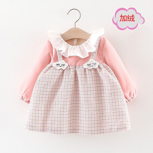 

девочки и ронг qun детские корейской версия толстого платье новой зима младенец mock двухсекционного плед юбка нового, Red;yellow