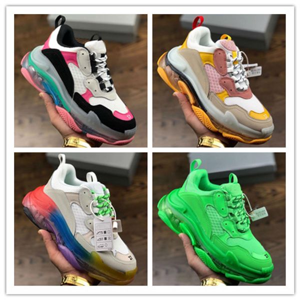 

2019 men women fashion designer casual shoes sneakers cushion triple s 3.0 combination nitrogen outsole crystal bottom shoe