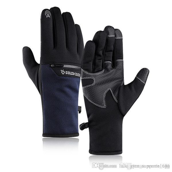 

golovejoy ski gloves wind-proof waterproof men women outdoor mountaineering cold-proof thicker pockets keep warm winter bike motorcycle velo, Black