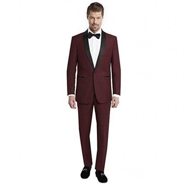 

new popular one button burgundy wedding men suits shawl lapel two pieces business groom tuxedos (jacket+pants+tie) w1266, Black;gray