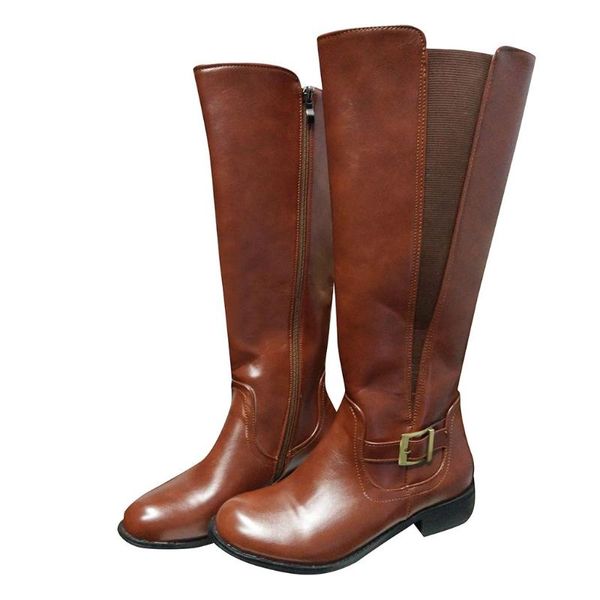 

middle tube motorcycle boots women fashion vintage leather cowboy riding long tube booties retro casual large size 43 shoes, Black