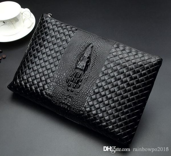 

factory direct sales of brand new leather crocodile bag men and men hand bag high-grade leather mens business lines ostrich clutch