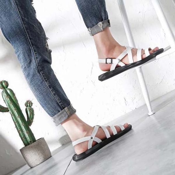 

new summer style flat buckle thick heels sandals women sheepskin cashmere strap open toe bag root high heels shoe09 p92, Black