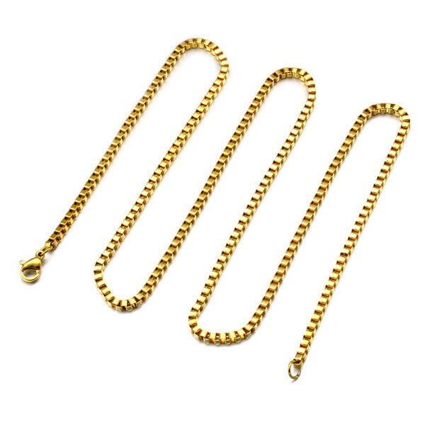 

wt-bfn001 wholesale 24inch long stainless steel box chain necklace 3mm thick box chain necklace for men in ipg plated, Silver