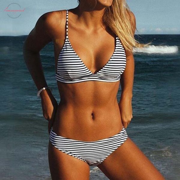 

striped swimsuit bikinis push up swimwear women 2020 beach wear swim suit brazilian bikini set bathing suit girls suits, White;black