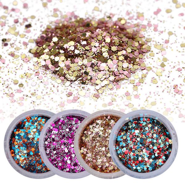 

1 box 10ml colorful nail glitter mixed round ultra-thin pink rose red shimmer nail sequins gel polish decoration, Silver;gold