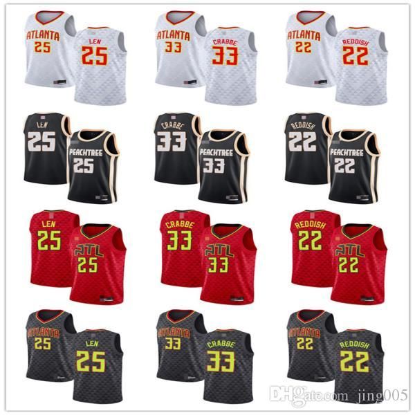 

mens womens youth atlanta hawks 25 alex len 33 allen crabbe 22 cam reddish red black white custom basketball jerseys, Black;red