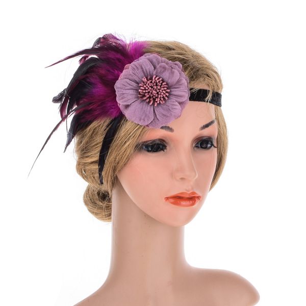 

new colorful feather flower headpieces head garland accessory alternative temperament party dance stage cosplay garlands ing, Silver