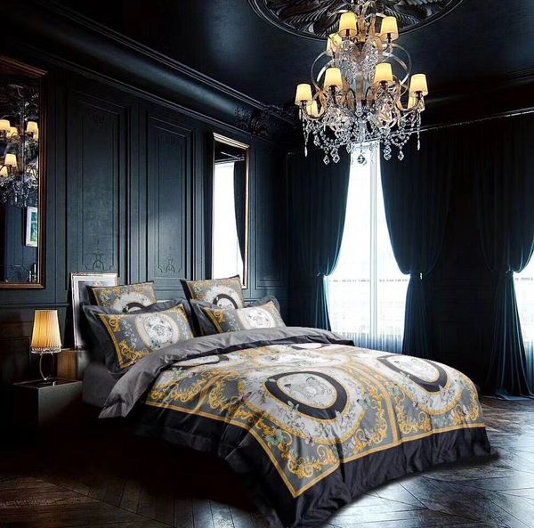 High Quailty V Luxury King Siz Brand Name Gray Gray Black Bedding
