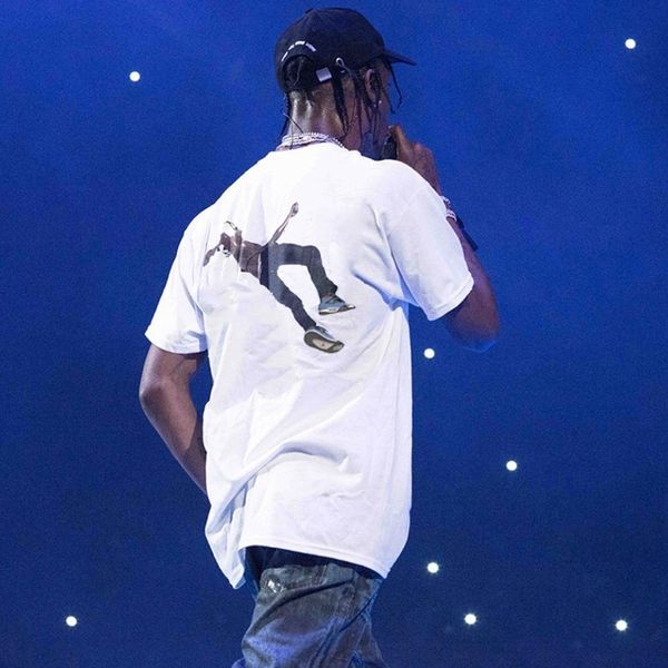 

19ss summer travis scott cotton t-shirt street hip hop short sleeves fashion casual simple men women solid color tee, White;black