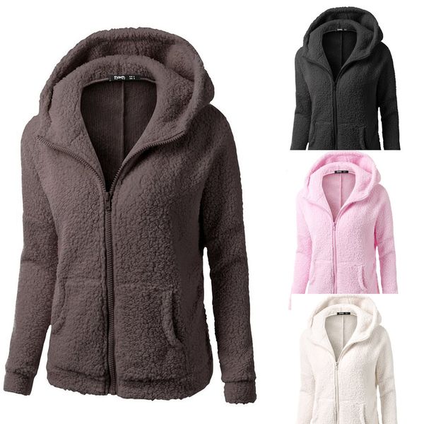 Winter Women Jackets Casacos Casaco Ladies Quente Jumper Cardigans Mulheres Fleece Faux Pele Casaco Hoodie Outwear Manteau Femme Plus Size T191018