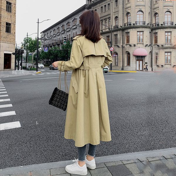 

2020 women spring autumn new fashion classic double breasted casual trench coat female elegant business windbreaker outwear l09, Tan;black