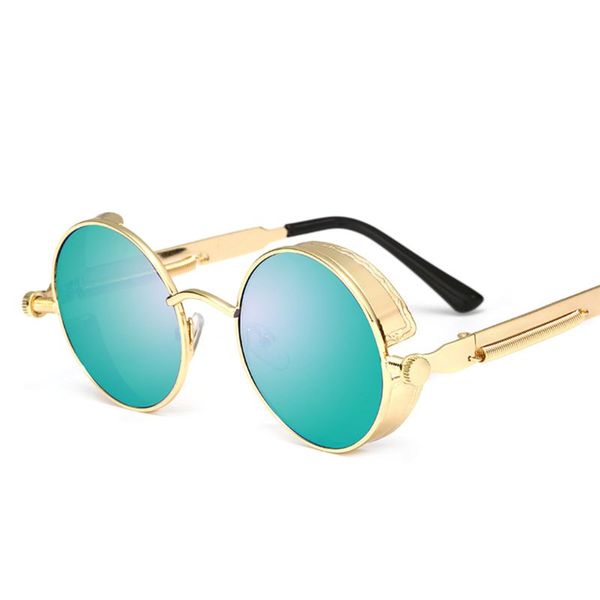 

vintage steampunk retro metal round circle frame sunglasses 95ab, Blue