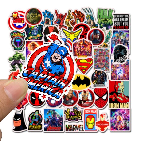 

50pcs/lot marvel anime classic stickers toy for lapskateboard luggage decal decor funny iron man spiderman stickers for kids car sticker
