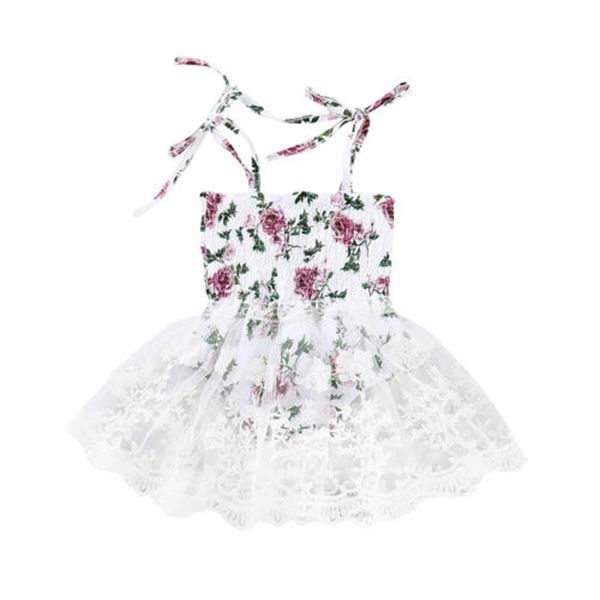 

canis 2019 new summer newborn baby girls dress lovely print lace princess party dress lace party tutu sets 0-24m, Red;yellow