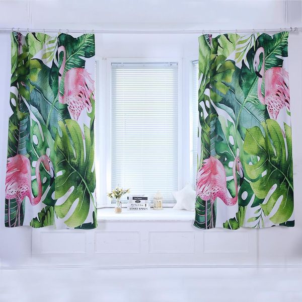 

bedroom living room printing curtains tropical leaves flamingo high shading curtain door window drape valance home decoration 7