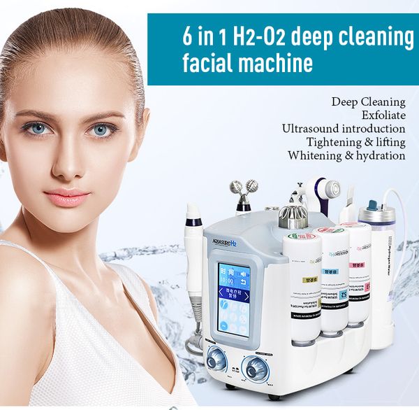 

microdermabrasion hydro facial machine hydra dermabrasion 6 in 1 face deep cleanser skin care multifunctional facial spa equipment ce/dhl, Black;white