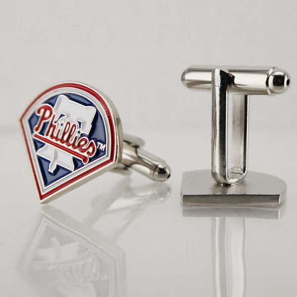 

philadelphia p h i l l i e s sign copper cufflinks father's gift tuxedo stylish high-quality silver plated french enamel shirt cuff lin