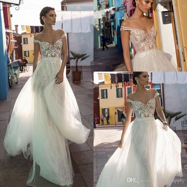 

new lace wedding dresses sheer off shoulder floor length plus size beach country bridal gowns vestidos de marriage customized, White