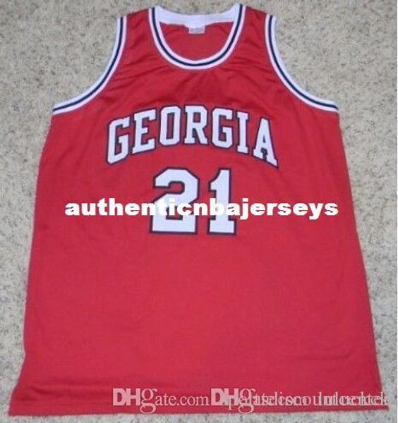 

factory outlet custom dominique wilkins georgia bulldogs #21 basketball jersey red stitched customized any name and number jersey, Black;blue