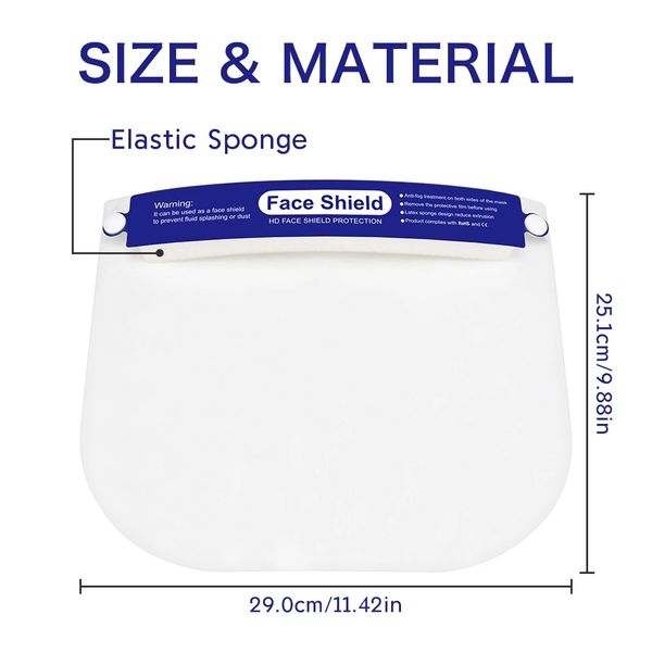 

high efficiency pet double sides transparent protective face shield protective mask anti fog anti splash face mask