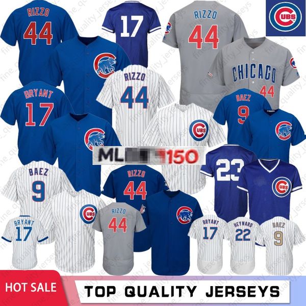 

44 Anthony Rizzo Chicago 9 Javier Baez Cubs 17 Kris Bryant 150th Anniversary Baseball Jerseys Cool Flex Base Retro Size M-XXXL Stock