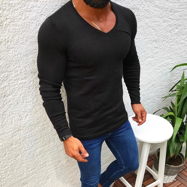 

shujin new fashion winter sweater men warm v-neck mens sweaters slim fit pullover men classic sweater knitwear pull homme, White;black