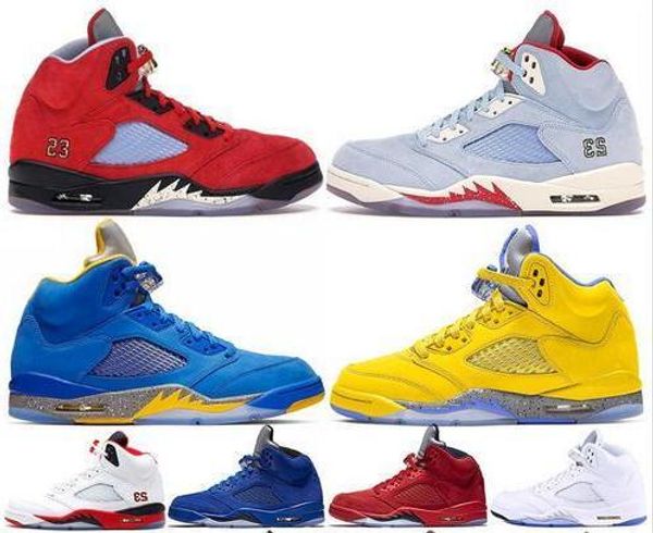 

trophy room 5s ice blue mens basketball shoes 5 laney yellow bred red suede white cement metallic black trainer sports sneakers size 41-47