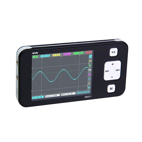Freeshipping Mini DSO211 Nano Tamanho de Bolso Portátil Handheld Tela LCD Digital de Armazenamento Osciloscópio 8 MB De Armazenamento De Memória Preto