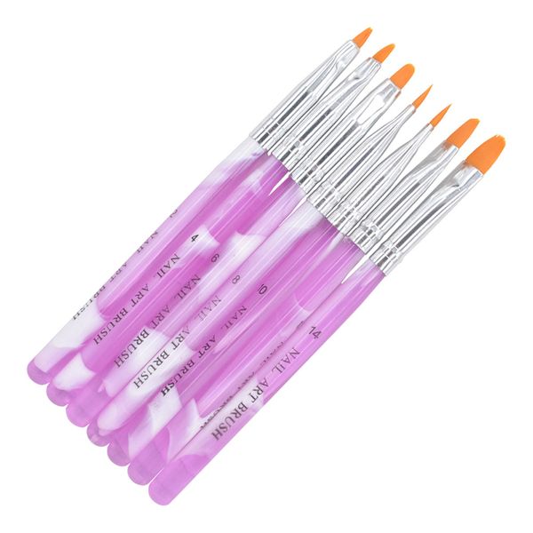 

7pcs women gel nail brushes for manicure nail tools brush set flower dizzy pen for polish #ze, Silver