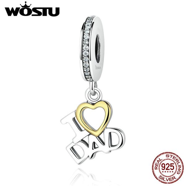 

real 925 pure silver я люблю dad мотаться charm beads fit оригинальный wst браслет аутентичные ювелирных изделий отец daddy подарков cqc052, Bronze;silver