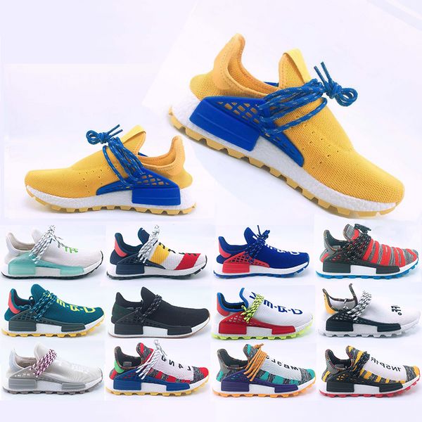 

wholesale new human race hu trail running shoes men women pharrell williams yellow noble ink core black red sports trainers sneakers 36-47, White;red