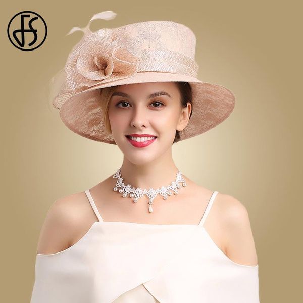

дф розовых цветы sinamay кентукки дерби шапка для элегантных женщин church party top hat чародей перо свадебного ladies фетрового hxlcp, White