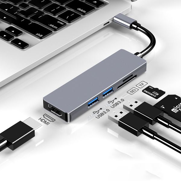

5-in-1 type c hub usb c to rj45 hdmi usb audio ports with hub tf sd reader for macbook samsung huawei 52