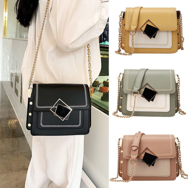 

chain crossbody bags for women 2020 summer new small messenger shoulder bag woman fashion square magnetic closure four-color