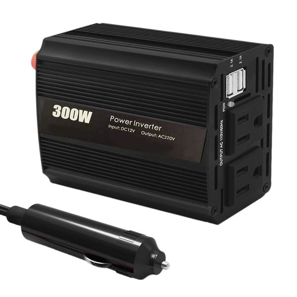 

300w power inverter dc 12v to ac 110v car inverter with dual ac outlet and 4.2a max dual usb charging port us plug