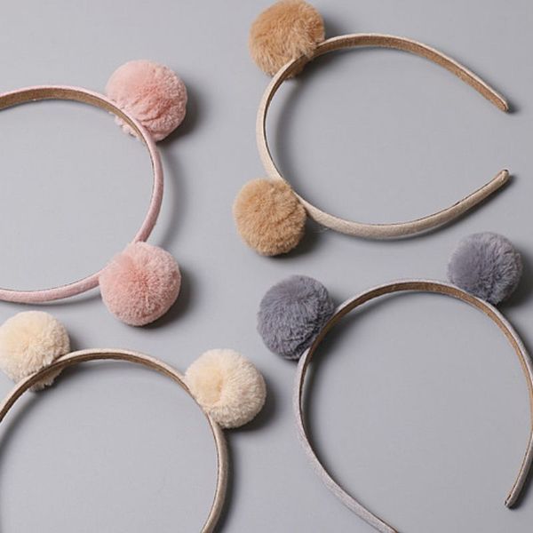 

children cute headwear new fashion baby girl ball hairband kids girls hair accessories, Slivery;white