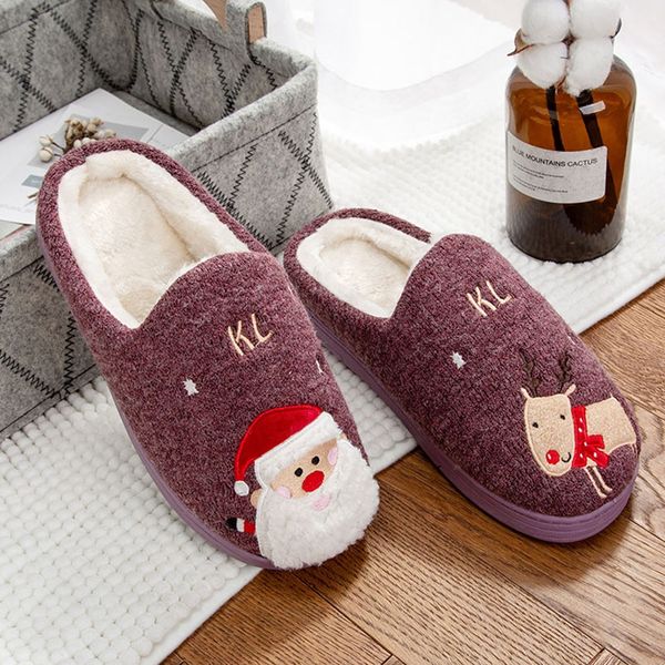 

christmas santa claus home kapcie woman shoes winter warm flat floor home cute santa claus deer kapcies shoes woman zapatos de, Black