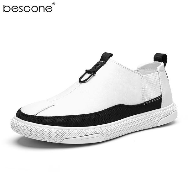 

bescone men's sneaker casual flat loafer shoes masculino adulto leisure comfortable pu leather footwear driving shoes, Black