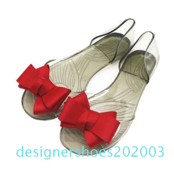 

2019 summer flat sandals women bow jelly fish mouth beach casual sandals slip on slippers flat shoes fashion lady clear d03, Black
