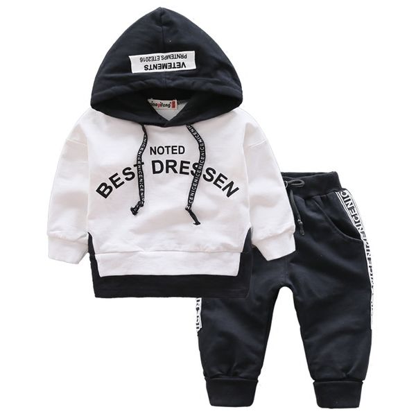 

spring autumn kids cotton clothes sets baby girls boys sports hooded t-shirt pants 2pcs/sets fashion children casual tracksuit, White