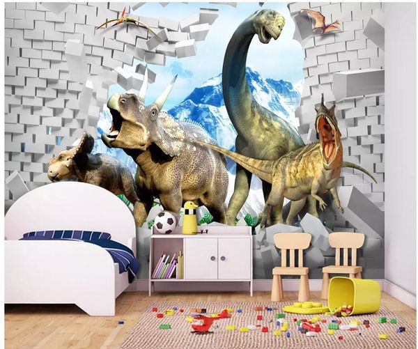 

3d room wallpaper custom p dinosaur brick wall children room background home decor living room 3d wall murals wallpaper for walls 3 d
