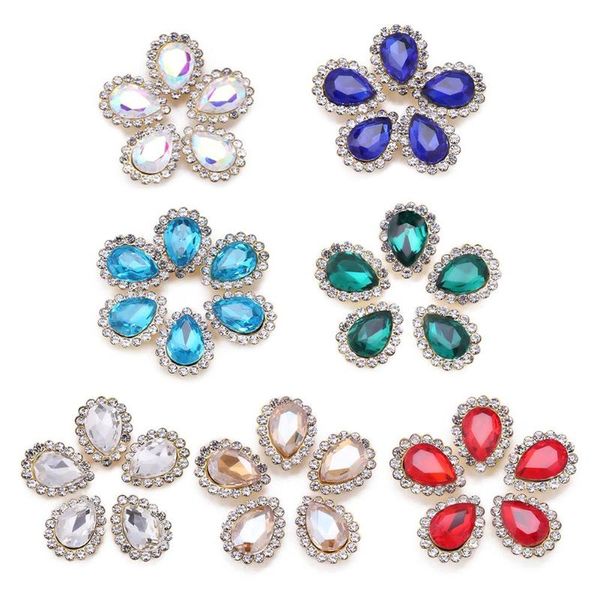 

5pcs/pack water drop shape nail rhinestone droplet nail art decorations, Silver;gold