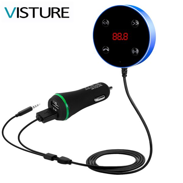 

aux bluetooth car kit multi-function 2 in 1 fm transmitter receiver magnet bluetooth 3.0 a2d usb charger handsvisture fc02