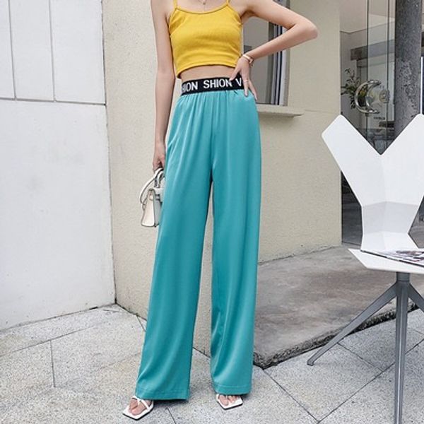 

a247-summer trendy one button skinny pants wide leg pants, Black