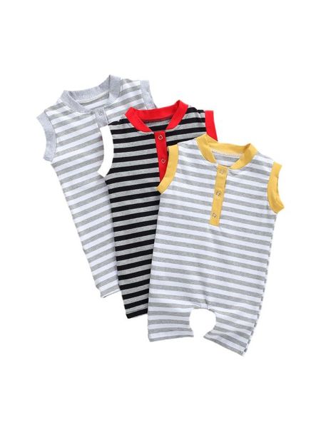 

jumpsuits summer nowborn baby boys girls rompers cotton soft casual stripped sleeveless jumpsuit for toddler sleepwear homewear, Blue